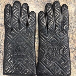 Tory Burch Black Quilted Leather Gloves - 7.5
